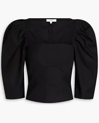 Vince Cropped cotton-poplin top - Black Black