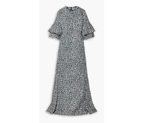 Metallic cotton-blend leopard-jacquard gown - Animal print