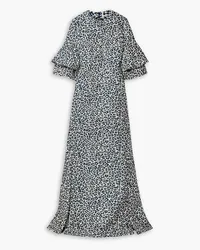 Reem Acra Metallic cotton-blend leopard-jacquard gown - Animal print Animal