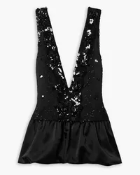 16ARLINGTON Salina sequin-embellished tulle and satin mini dress - Black Black