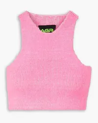 ARG Cropped brushed cotton-blend tank - Pink Pink