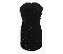 Strapless embellished taffeta-paneled crepe mini dress - Black