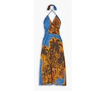 Vida Salvaje printed cotton midi dress - Blue