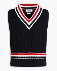 Thom Browne Striped ribbed cotton vest - Blue Blue