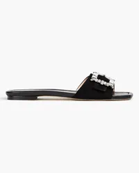 Stuart Weitzman Embellished suede slides - Black Black