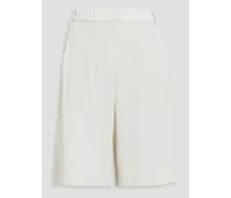 Bead-embellished crepe shorts - White