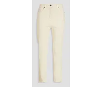 Embroidered high-rise straight-leg jeans - White