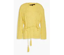 Pointelle-knit cotton-blend cardigan - Yellow