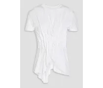 Asymmetric pintucked cotton-jersey T-shirt - White