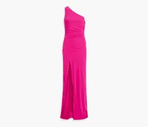 Mailia one-shoulder ruched jersey gown - Purple