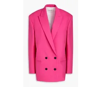 Double-breasted stretch-wool blazer - Pink