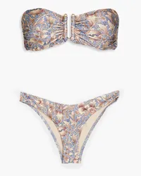 Zimmermann Floral-print bandeau bikini - Blue Blue