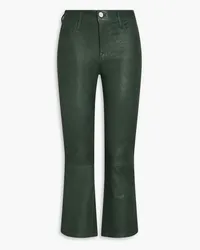 Frame Denim Le Crop Mini Boot cropped stretch-leather bootcut pants - Green Green