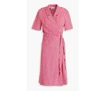 Gingham seersucker wrap dress - Pink