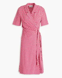 Ganni Gingham seersucker wrap dress - Pink Pink