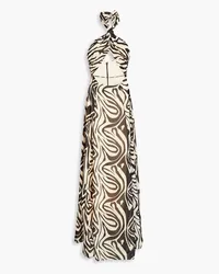 Ronny Kobo Mona cutout printed crepe halterneck maxi dress - Animal print Animal