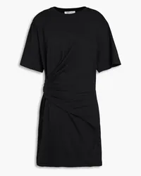 Frame Denim Draped cotton-jersey mini dress - Black Black