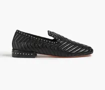 Studded quilted leather loafers - Black