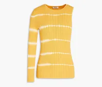 Bali one-sleeve striped ribbed-knit top - Yellow