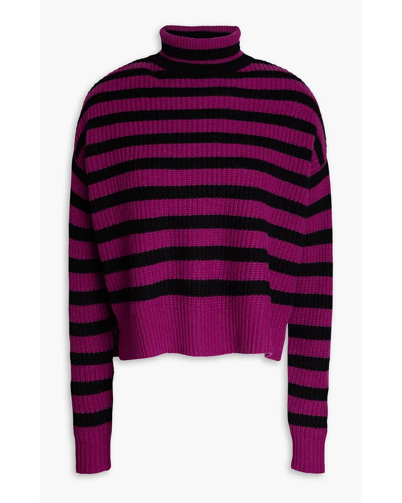 Autumn Cashmere Striped cashmere turtleneck sweater - Purple Purple