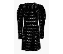 Embellished cotton-velvet mini dress - Black