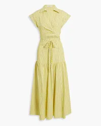 Derek Lam Charlene wrap-effect cutout cotton-poplin midi shirt dress - Yellow Yellow