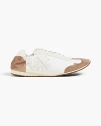 Tory Burch Tory appliquéd suede and leather sneakers - White White