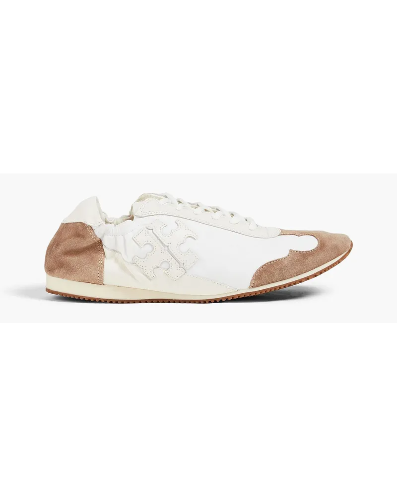 Tory Burch Tory appliquéd suede and leather sneakers - White White