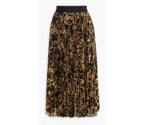 Alice Olivia - Katz pleated printed chiffon midi skirt - Black