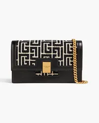 Balmain 1945 jacquard and leather shoulder bag - Black Black