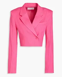 Frame Denim Cropped linen-blend blazer - Pink Pink