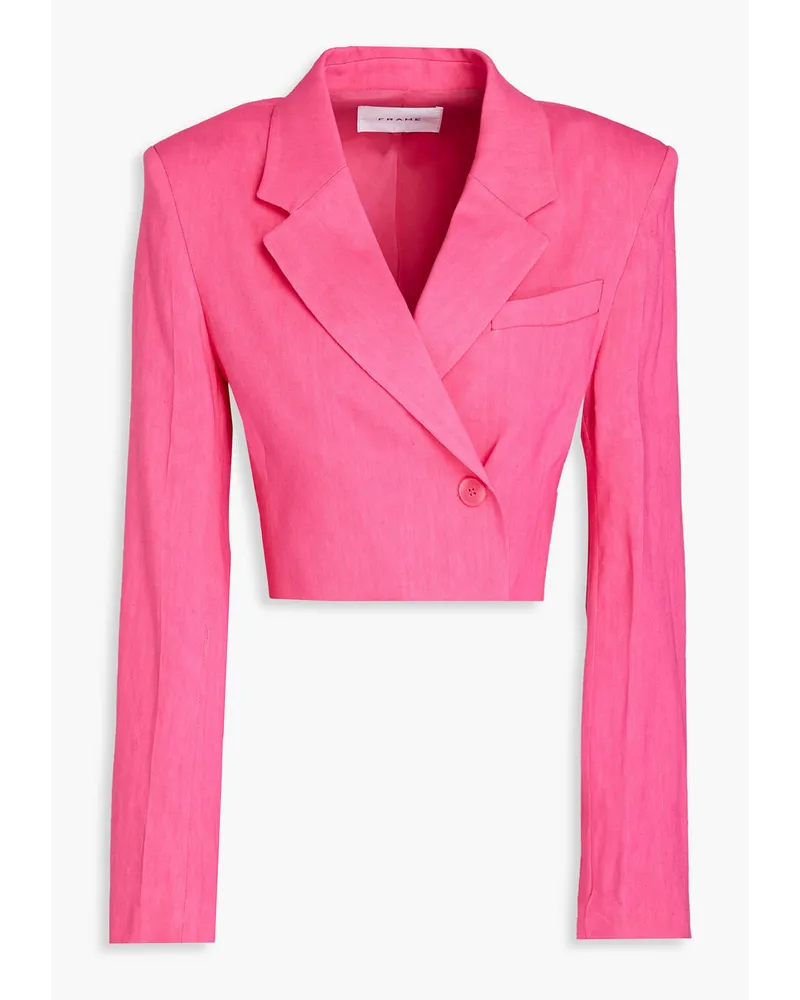 Frame Denim Cropped linen-blend blazer - Pink Pink