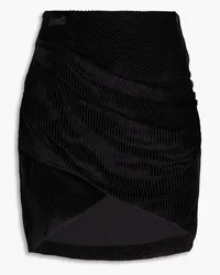 IRO Wrap-effect draped devoré-velvet mini skirt - Black Black