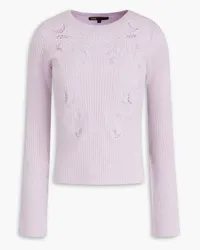 Maje Embroidered ribbed-knit sweater - Purple Purple