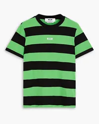 MSGM Striped cotton-jersey T-shirt - Green Green