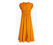 Grace pintucked cotton-poplin maxi dress - Yellow