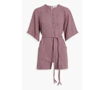 Colin pintucked linen playsuit - Purple