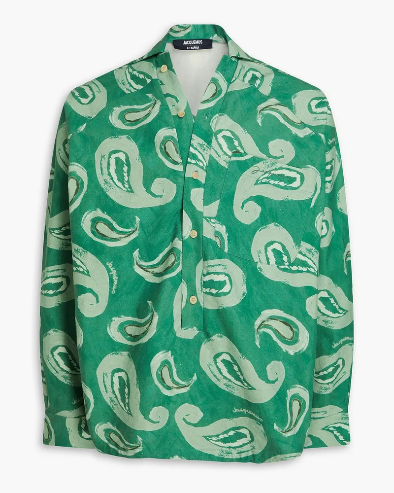 Jacquemus Pingo printed embroidered cotton shirt - Green Green