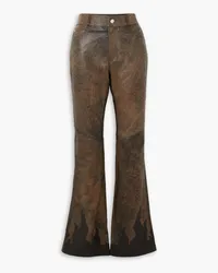 Alessandra Rich Embellished leather flared pants - Brown Brown