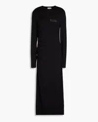 Ganni Ruched stretch lyocell-blend jersey midi dress - Black Black