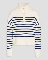 Maje Striped cashmere turtleneck sweater - White White