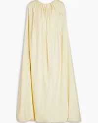 Missing You Already Pleated cotton-blend poplin midi dress - Yellow Yellow