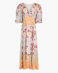 byTiMo Floral-print crepe de chine maxi dress - Orange Orange