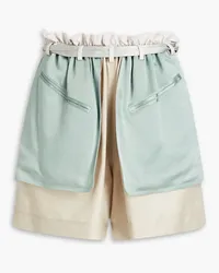 Valentino Garavani Satin-paneled crepe de chine shorts - Neutral Neutral