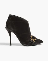 Dolce & Gabbana Embellished velvet ankle boots - Gray Gray