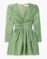 Zimmermann Linen and silk-blend organza mini dress - Green Green