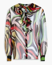 Emilio Pucci Ruffled metallic silk-blend georgette blouse - Black Black