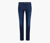 Skinny-fit faded whiskered denim jeans - Blue