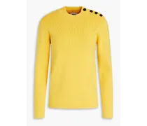 Button-detailed ribbed-knit sweater - Yellow