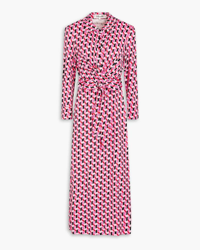 Diane von Furstenberg Sana printed jersey midi shirt dress - Pink Pink